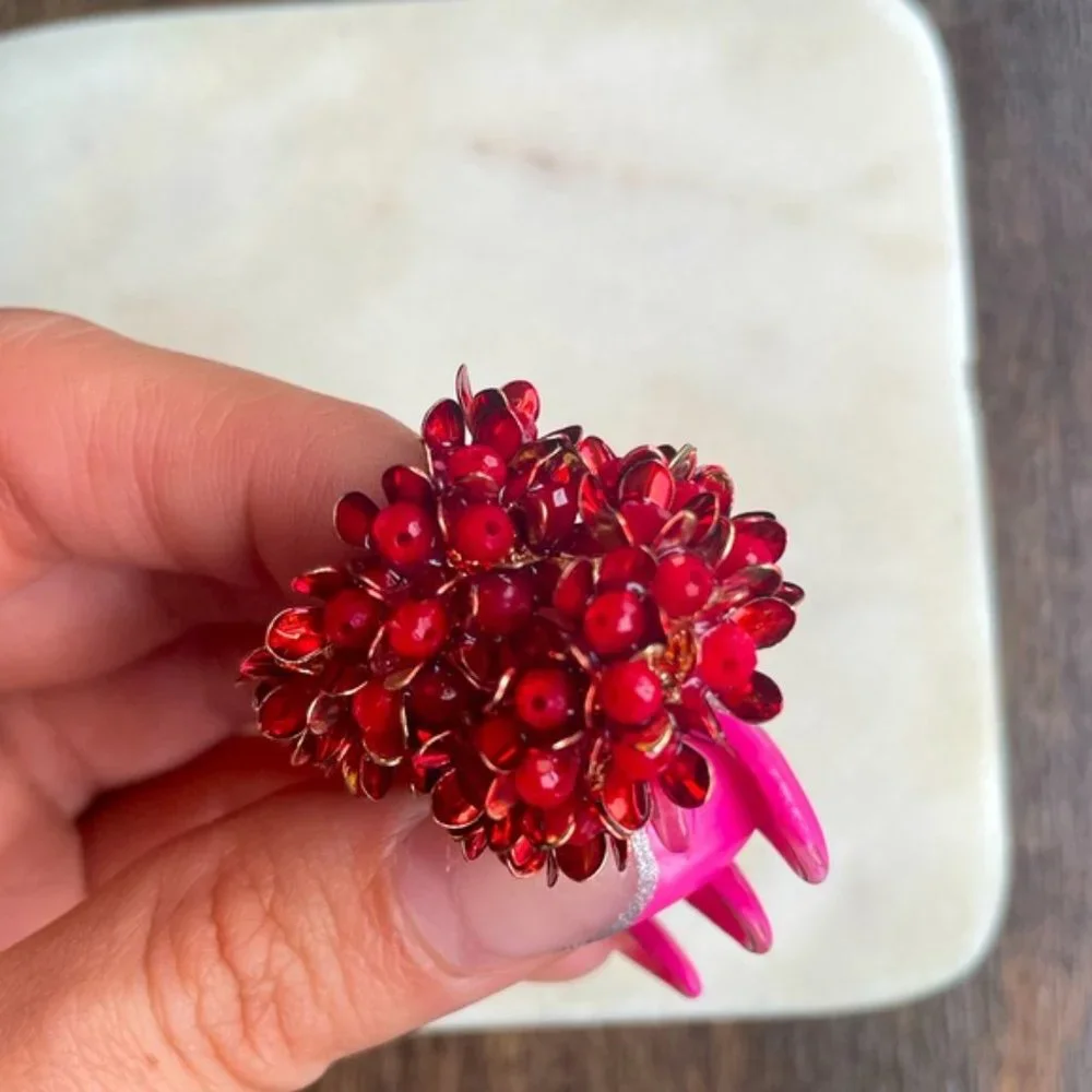 Lila Floral Hoops in Wine Red
